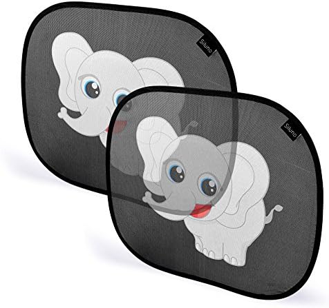 Elephant design Protective Siluno Sun Shade for Car Side Window Car Sun Protector with Suction Cups for Children Baby Adults Roof Window Sun Visor Black UV – With 2 Year