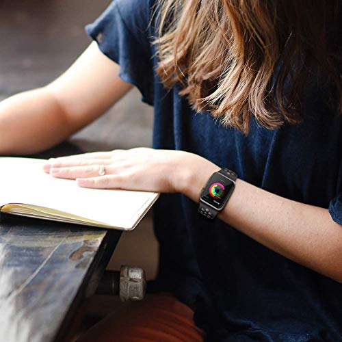AdMaster Compatible with Apple Watch Band 42mm 44mm,Soft Silicone Replacement Wristband Compatible with iWatch Series 1/2/3/4 - S/M BlackGray/WhiteBlack/MidnightBlue VintageRose - Thumbnail 4