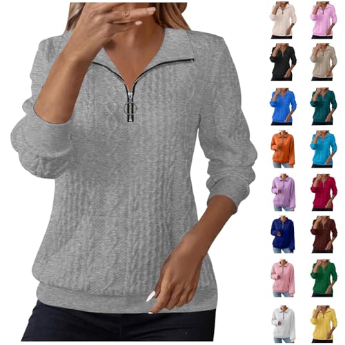 HOOUDO Womens Halloween Jumper Knitted Jumpers Lapel Half Zip Pullover Tops Ladies Thermal Sweatshirt Long Sleeve Winter Sweaters Warm Tunic Top Long Sleeve Tops for Women