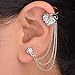 1PC Heart Silver Plated Left Ear Chain Stud Wrap Clip Cuff Earring Silver S683K02