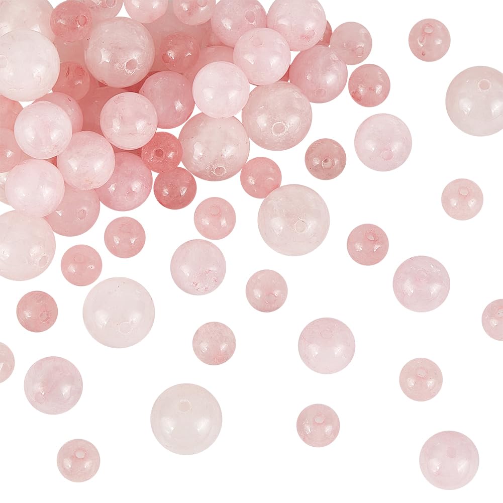 OLYCRAFT 147PCS Natural Rose Quartz Beads Pink Crystal Bead 6mm 8mm 10mm Nature Jasper Beads Round Loose Energy Stone for Bracelet Necklace Jewelry Making