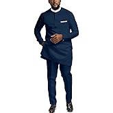 African Suit for Men 2 Piece Set Shirt Pants Dashiki Outfits Nigerian Wedding Attire