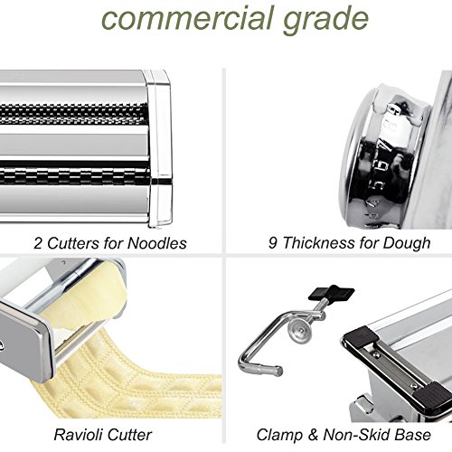 CHEFLY Pasta & Ravioli Maker Set 9 Thickness Settings for Fresh