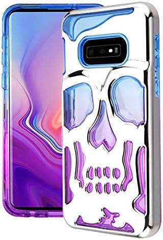 Phonelicious Samsung Galaxy S10 Plus Case Skull Series Dual Layer [Shockproof] Hybrid Hard Phone Cover Compatible with S10+ (Silver/Blue)
