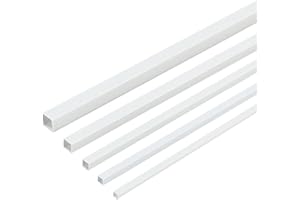 OLYCRAFT 30pcs ABS Plastic Square Bar Rods - White Square Hollow Tubes - Styrene Rod for DIY Sand Table Architectural Model M