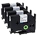 Label KINGDOM 4 Pack Compatible Brother Ptouch Tz Tze 221 Label Tape 9mm 0.35 Inch Laminated White with Brother Label Maker PT-D600 PT-D210 PT-D200