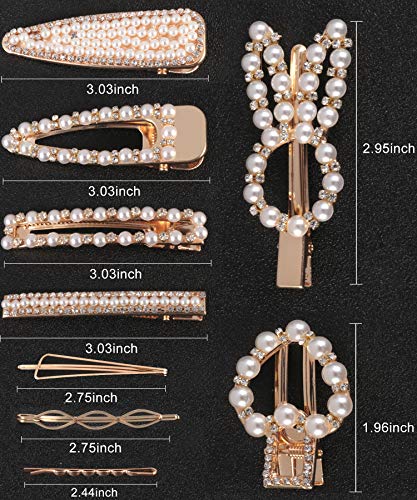 image for Vansufo Fashion Pearl Hair Clips for Women Ladies Girls Bling Barrette