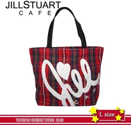 Amazon Jill Stuart Cafe ジル スチュアート カフェ タータンチェックキャンバス ロゴトートバッグ Lサイズ Red Jillstuart ジルスチュアート トートバッグ