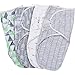 BaeBae Goods Swaddle Blanket, Adjustable Infant Baby Swaddling Wrap Set of 4, Baby Swaddling Wrap Blankets for Boys and Girls Made in Soft Cotton (0-3 Months, Green/Grey Triangles)