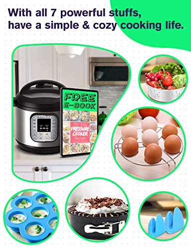 7 PCS Stackable Accessories for Instapot Set - Vegetable Steamer Basket, Egg Bites Molds, Springform Pan, Egg Steamer Rack and Anti-scald Gloves, Fit 5/6 / 8 qt Instapot and Pressure Cooker