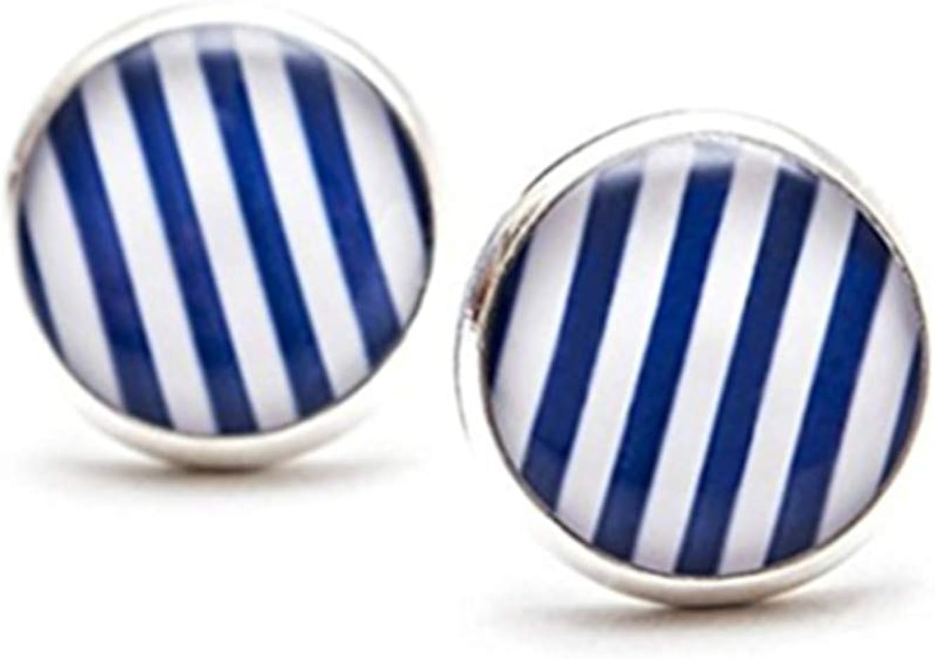 Blue and White Striped Earrings, Blue and White Jewelry, Striped
