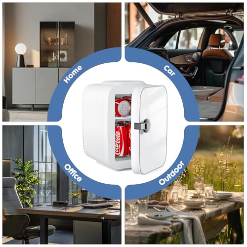 DUMOS 4L Mini Fridge 6-Can Thermoelectric Cooler & Warmer Compact 110V AC/12V DC Refrigerator for Skincare Drinks, and Food – Retro Style for Car, Office, Dorm, Bedroom, White - Image 9