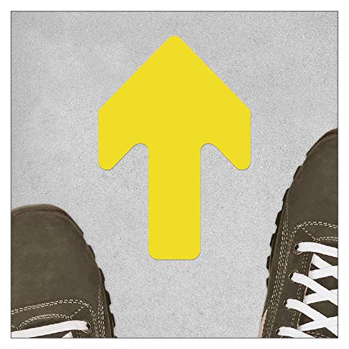 Self Adhesive Floor Markers - Arrows - Mouldings for Work Areas, Storage Areas and Transportation Routes (130 x 190 mm / 5 Pieces/Yellow)