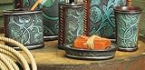 Floral Tooled Turquoise Bath Set - 3 pcs