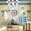 Meching-2-Pack-11-Nautical-Decor-Beach-Wooden-Ship-Wheel-and-Wood-Anchor-with-Rope-Nautical-Boat-Steering-Rudder-Wall-Decor-Door-Hanging-Ornament-Beach-Theme-Home-DecorationBlue Meching 2 Pack 11" Nautical Decor Beach Wooden Ship Wheel and Wood Anchor with Rope Nautical Boat Steering Rudder Wall Decor Door Hanging Ornament Beach Theme Home Decoration(Blue)