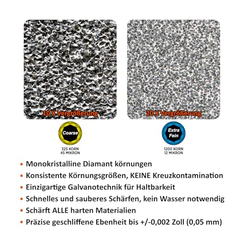 SHARPAL 162N Diamant-Schleifstein Abziehstein mit Aufbewahrungsbox, Dual Körnung, grob/extrafein, 325/1200 Wetzstein Diamant-Messerschärfer mit rutschfester Basis und Winkelführung (20,3 cm x 7,6 cm) thumbnail 3