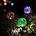 GIGALUMI Christmas Outdoor Solar Garden Lights, 3 Pack Cracked Glass Ball Solar Garden Stake Light, Solar Powered Lights Outdoor Multi-Color Changing LED Light for Garden, Patio, Backyard