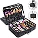 Valdler 3 Layer Large Makeup Bag Portable Travel Cosmetic Toile Organizer With Removable Divider Water Proof Multifunction 15.5inch Black
