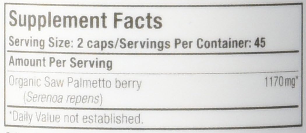 Oregon's Wild Harvest, Certified Organic Saw Palmetto Capsules, Non-GMO, 1170 mg, 90 Count: Health & Personal Care