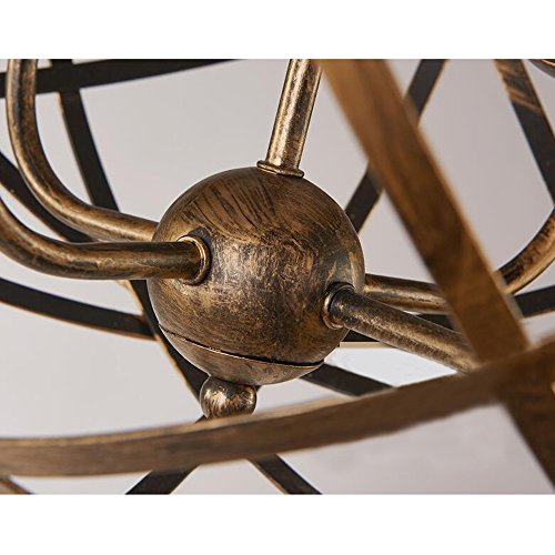 NIUYAO Industrial Vintage Rustic Wrought Iron Style Aged Brass Candle Chandelier Globe Shade Pendant Light Hanging Lighting Fixture with 4 lights - Thumbnail 5