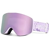 COPOZZ F3 Ski Goggles, Frameless OTG Magnetic Snow Goggles, Anti Fog UV 400, Snowboard Goggles for Adult Men Women Youth