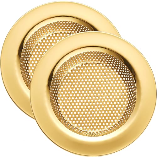 LASSHSWA Kitchen Sink Strainer Stainless Steel, Kitchen Sink Drain Strainer, Gold Sink Strainers for Kitchen Sinks with Large Wide Rim 4.5