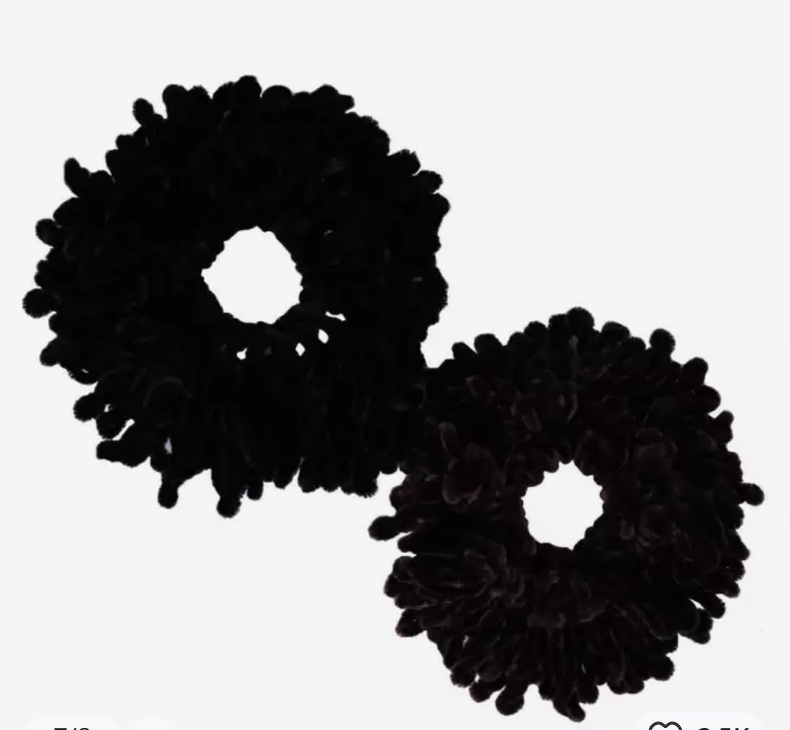 2 x Velvet Khaleeji Scrunchie Big Hair Tie Bun Volumising Hijab Scarf Volumizer for Women - Black
