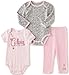 Calvin Klein Baby 3 Piece Creeper Pants Set, Light Pink, 0/3 Months