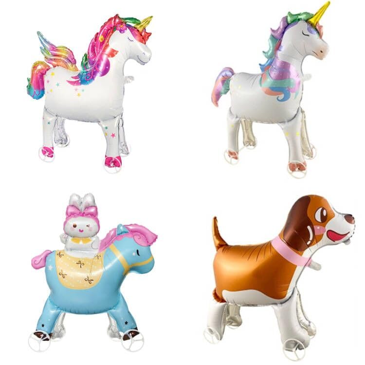 Photo 1 of 4 PCS Self Standing Large Dinosaur Balloon walking with Wheels Theme Kids Birthday Party (Type B)