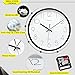 Plumeet Black Wall Clock Non Ticking Silent Quartz Round Clock Decorate Bedroom Home Kitchen Office - Battery Operated (White)