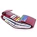 AINIMOER Women's Small Billfold Genuine Leather Tri-Fold Wallet with Zipper Pocket(Purple Red)