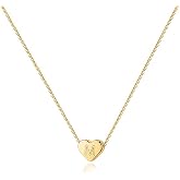 PAVOI Dainty Pendant Necklace for Women, 14K Gold Plated, Yellow Gold, M | Personalized Necklace, Letter Heart Pendant, Choker Necklace, Monogram Necklace