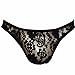 FEESHOW Men's Lace Flower Bikini Thongs G String Sissy Panties Underwear Black XX-Large(Waistline 29.0-40.0