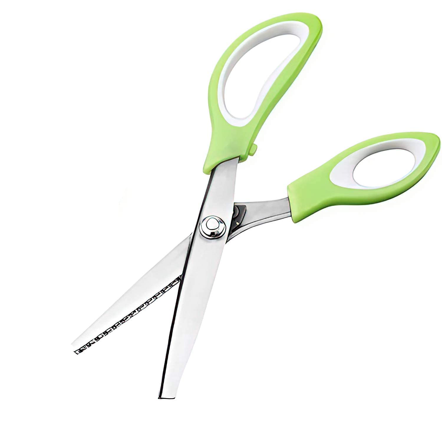 Senua Zigzag Shears, Professional Stainless Steel Tailor Pinking Scissors for Felt Paper Fabric Cutting/Sewing, Handled Zig Zag Scissors - Green