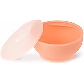 Olababy 100% Silicone Suction Bowl with Lid for Independent Feeding | First Stage Self Feeding Essential for Toddlers and Kids| Baby Led Weaning Snack Feeder | Food Container and Storage |
