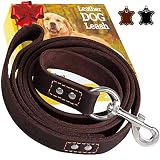 ADITYNA Leather Dog Leash 6 Foot x 3/4 inch - Soft and Strong Leather Leash for Large and Medium Dogs - Dog Training Leash (Brown)