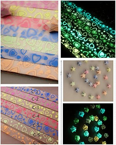 New Glow in Dark Lucky Star Origami Folding Plastic Strip Paper Lovely Heart Design ,1order x 1 color,set29