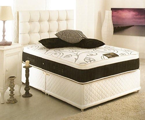 Memory foam pillow top mattress divan bed with 2 drawers and headboard available 3ft, 4ft, 4ft6, 5ft, 6ft (Small Double 120x190cm)