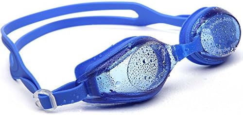 VIENNAGE Kids and Adult Swim Goggles,Classic Anti-Glare Lens - 3 Piece Adjustable Nose Bridge UV Protection, 100% Silicone, Hypoallergenic, Waterproof, Soft, Comfortable. (Blue)