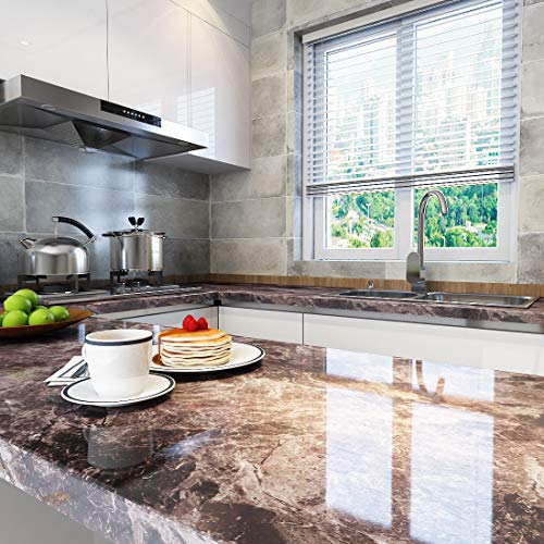 LaCheery Black Brown Marble Contact Paper Waterproof Self Adhesive