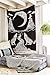 The Moon Tarot Tapestry Wall Hanging, Indian Cotton Black and White Wolf Moon Hippie Tapestries for Bedroom Aesthetic Boho Decor Mandala (Twin (52x82 Inches / 132x206 Cms), BLACK & WHITE)