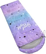 HOSIMA Kids Sleeping Bag, Purple Stars, Lightweight, Waterproof, Warm view 2