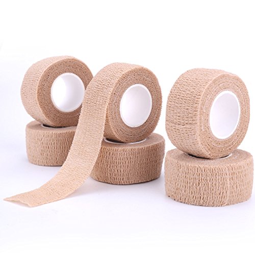 Self-Adhesive Cohesive Wrap Bandage Flexible Stretch Tape Athletic Strong Elastic First Aid Tape for Wrist, Ankle Sprains, Swelling 12 Packs, 1Inch X 5Yards