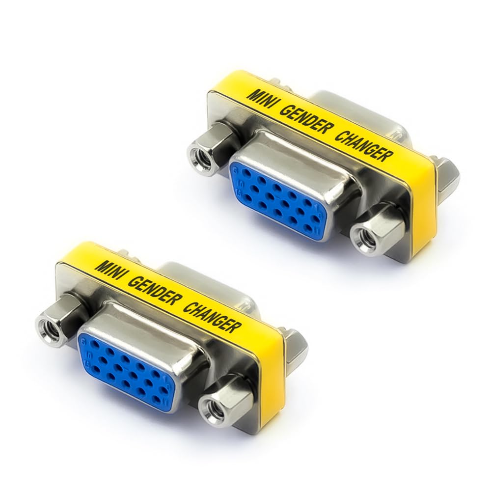 Photo 1 of VCE VGA Female to Female Adapter, SVGA Coupler HD15 Mini Gender Changer VGA Cable Extender, 2-Pack