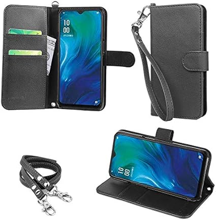 Amazon Co Jp Oppo Reno A ケース 手帳型 カバー ストラップ 2種付 Wisers オッポ スマートフォン スマホケース ハンドストラップ ネックストラップ カードホルダー 19 年 新型 ブラック 家電 カメラ