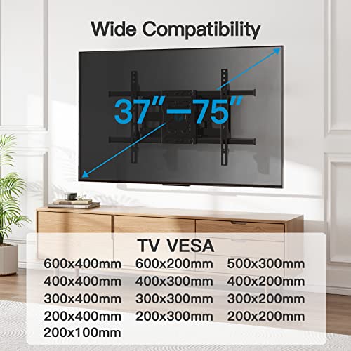 Pipishell TV Wall Mount Full Motion for Most 3775 Inch LED LCD OLED TVs, Wall Bracket TV Mount