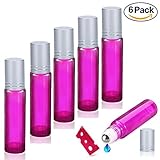 6 Pcs 10ml Thick Amber Glass Roller Bottles On