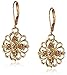 1928 Jewelry Classic Gold-Tone Light Brown Topaz Color Filigree Flower Drop Earrings