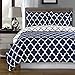 Royal Hotel Bedding Navy and White Meridian Full/Queen 3 Piece Duvet-Cover-Set, 100% Cotton 300 Thread Count Duvet Cover