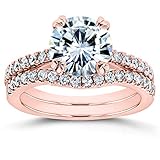 Moissanite and Lab Grown Diamond Bridal Rings Set 2 1/3 CTW 14k Rose Gold (HI/VS